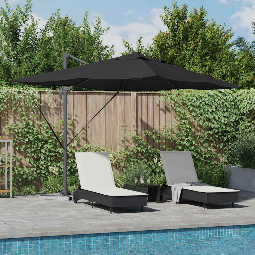 Sonnenschirm 352 x 251 x 265 cm Polyester und Aluminium Schwarz