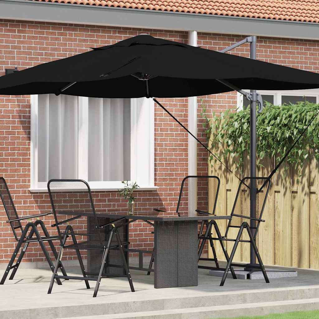Sonnenschirm 351 x 250 x 260 cm Polyester und Aluminium Schwarz
