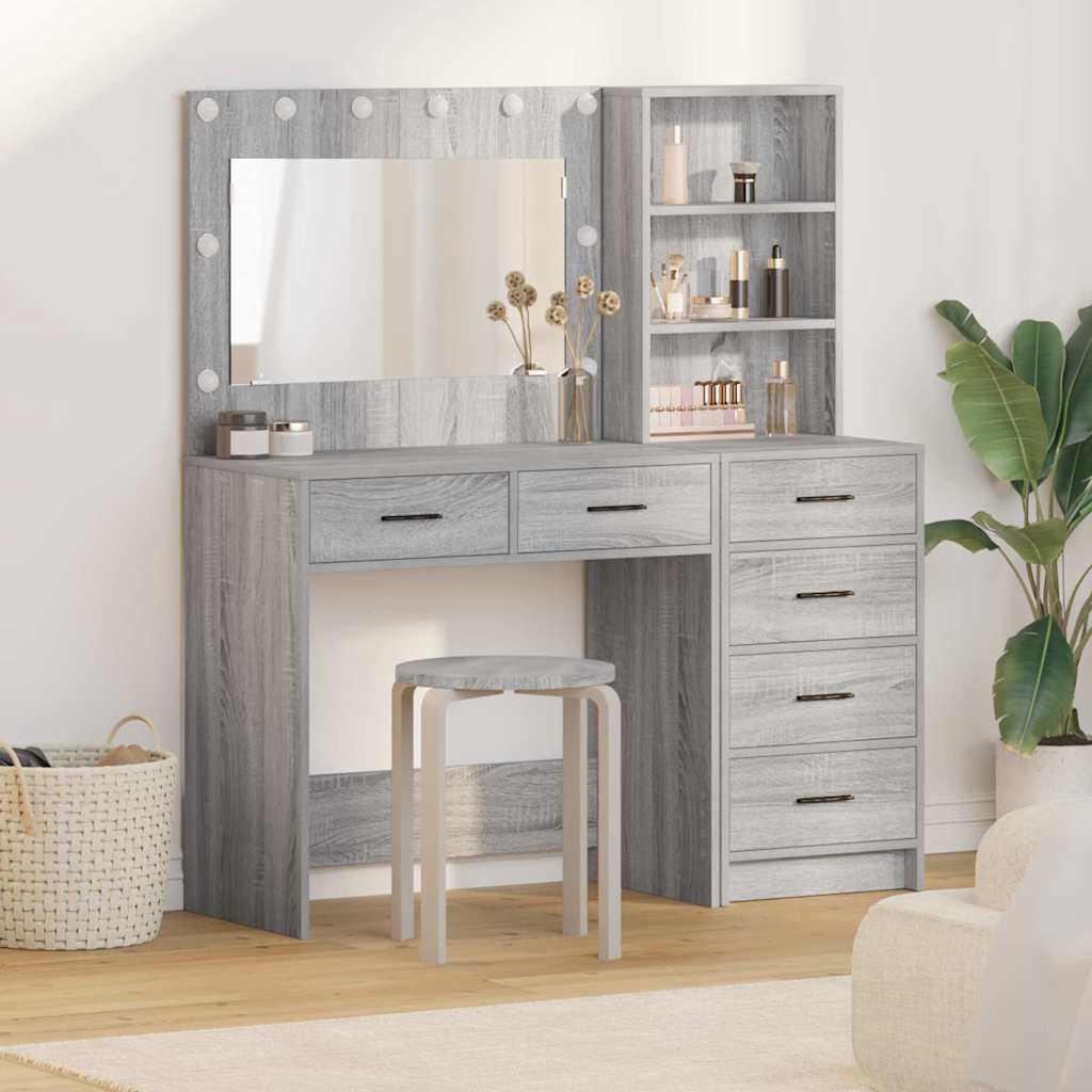 Schminktisch 2 Stk. Hellgrau 78,5 x 41 x 135 cm Holzwerkstoff