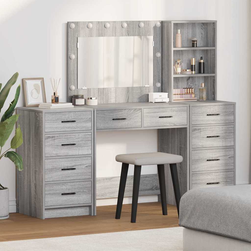 Schminktisch 3 stk. Sonoma-Grau 78,5 x 41 x 135 cm