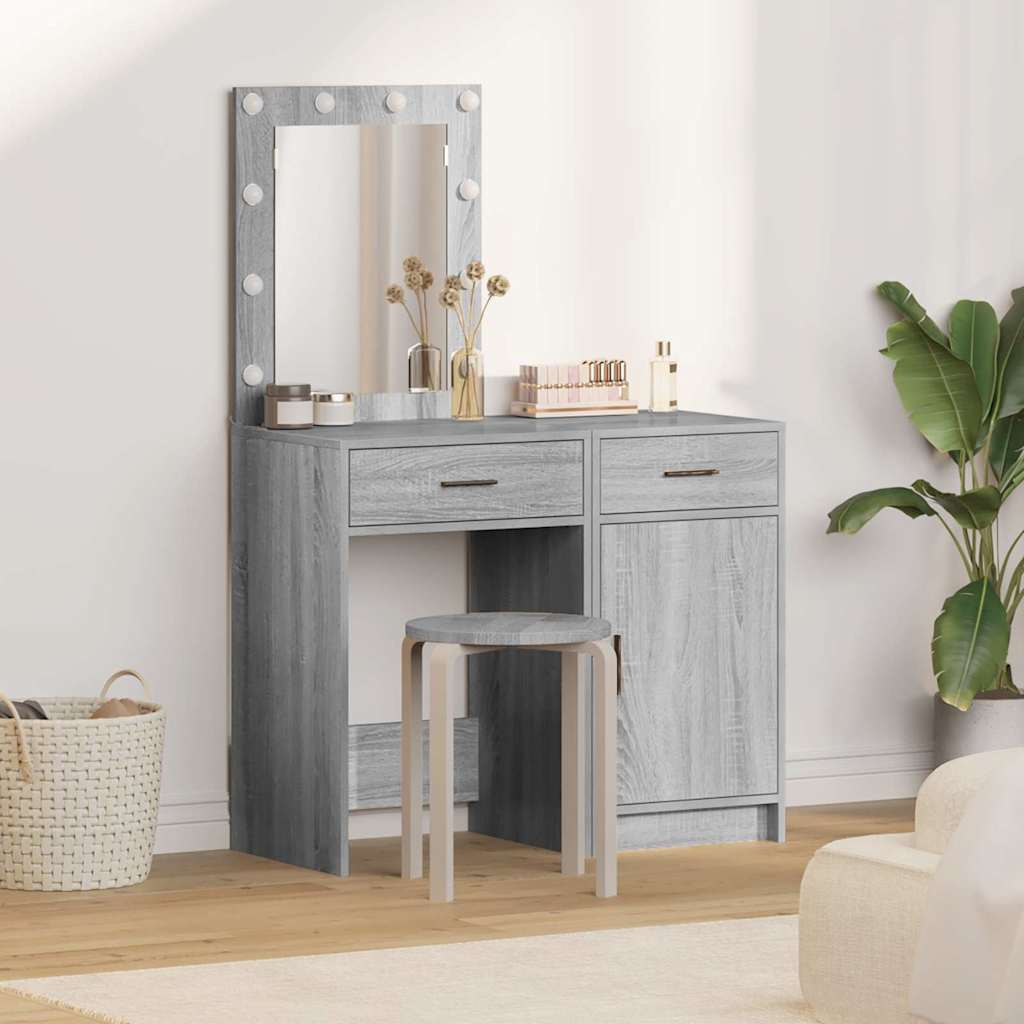 Schminktisch 2 stk. Grau 50 x 41 x 135 cm Holzwerkstoff