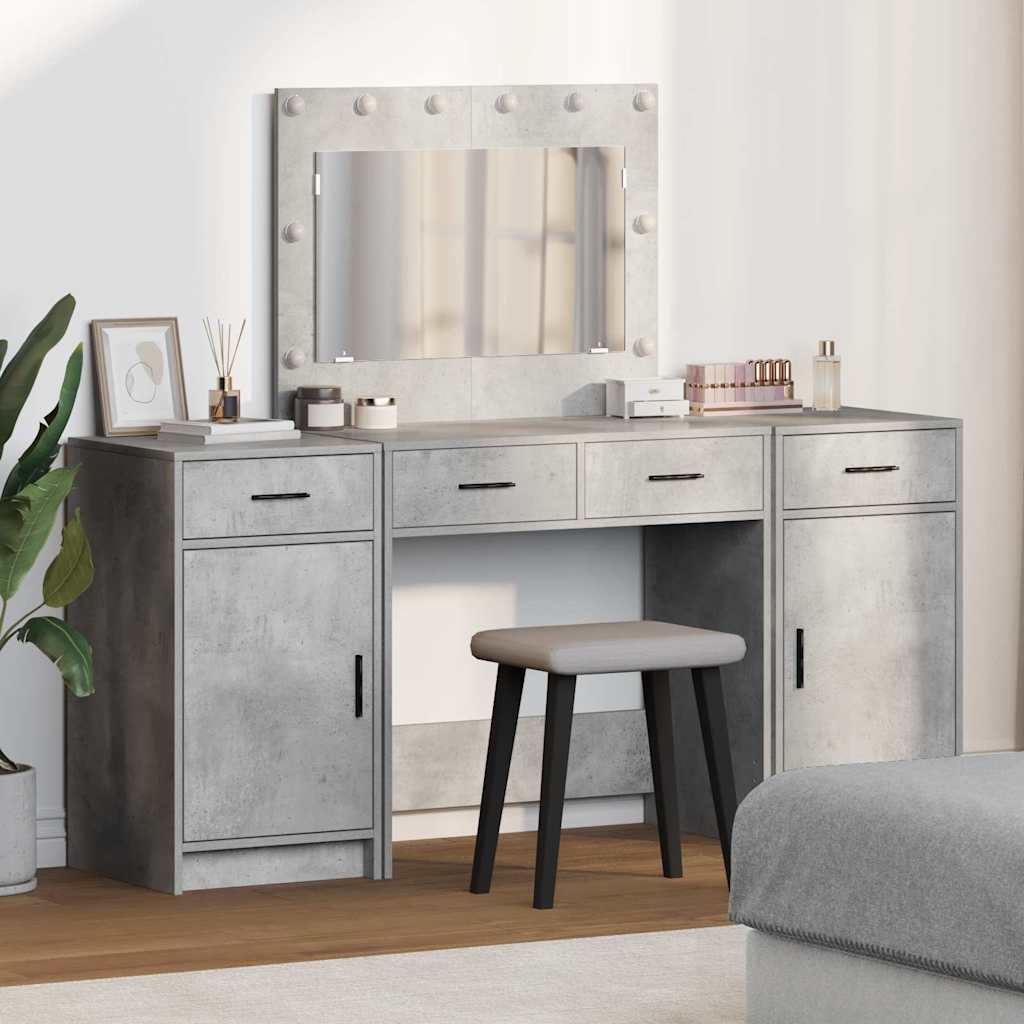 Schminktisch 3 stk. Grau 78,5 x 41 x 135 cm Holzwerkstoff