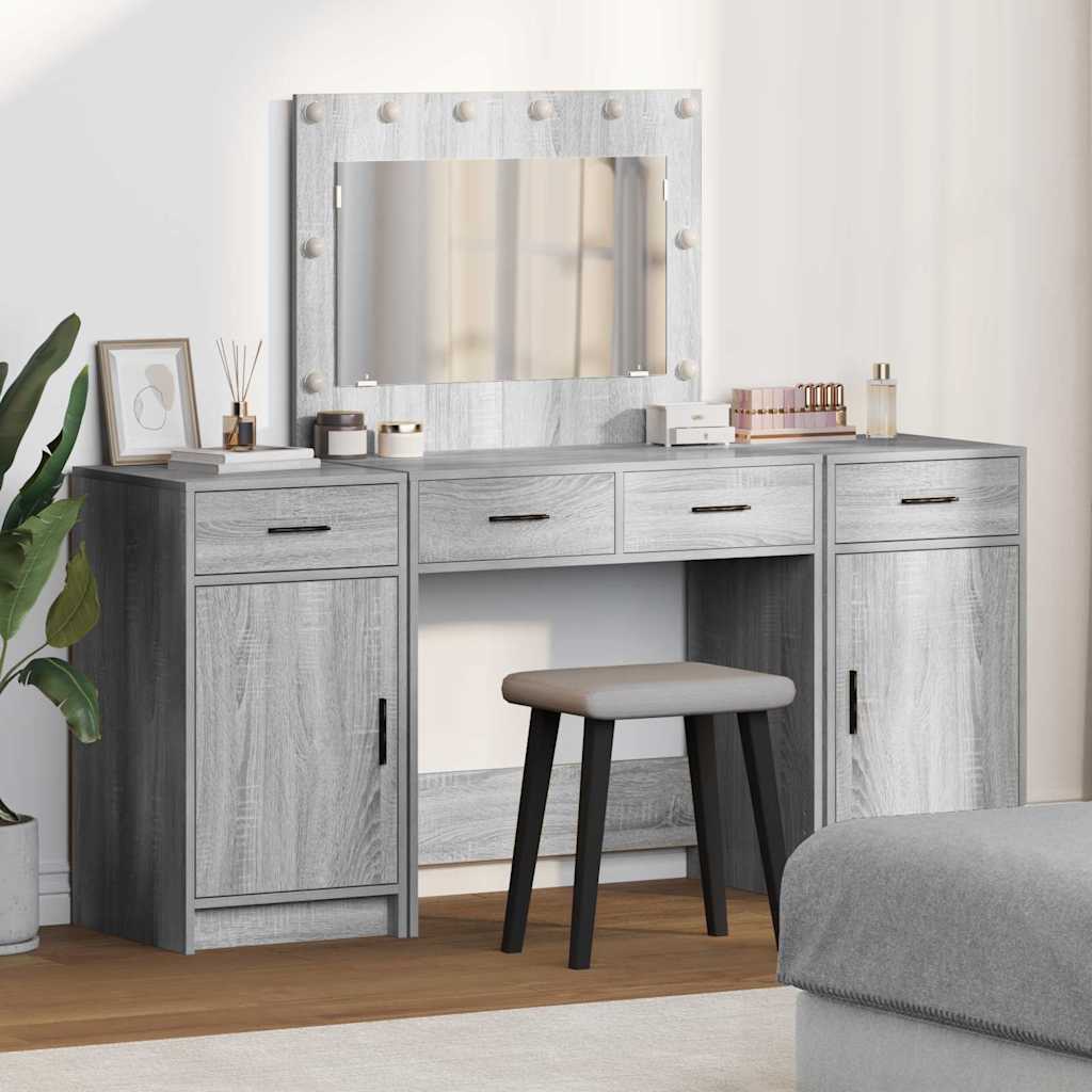 Schminktisch 3 stk. Grau 78,5 x 41 x 135 cm Holzwerkstoff