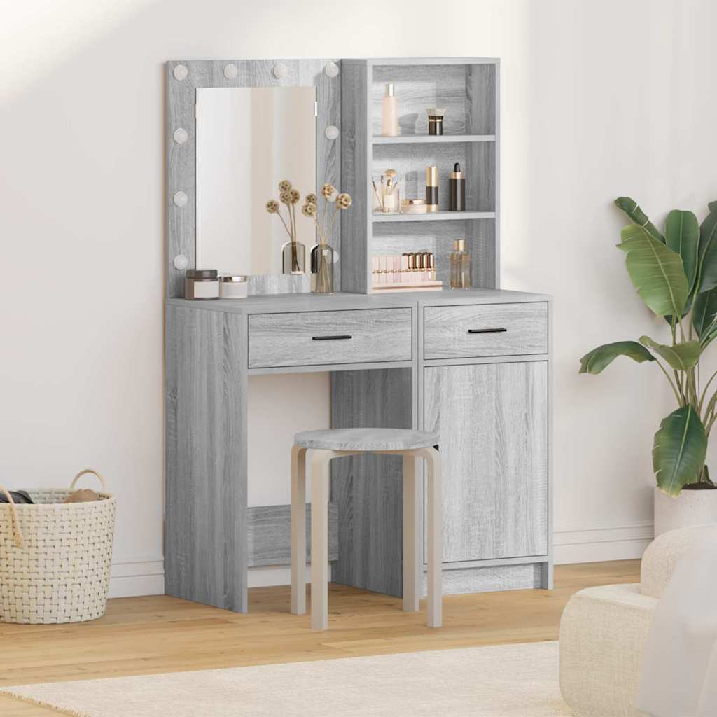 Schminktisch Set 2 stk. Graues Sonoma Holzwerkstoff