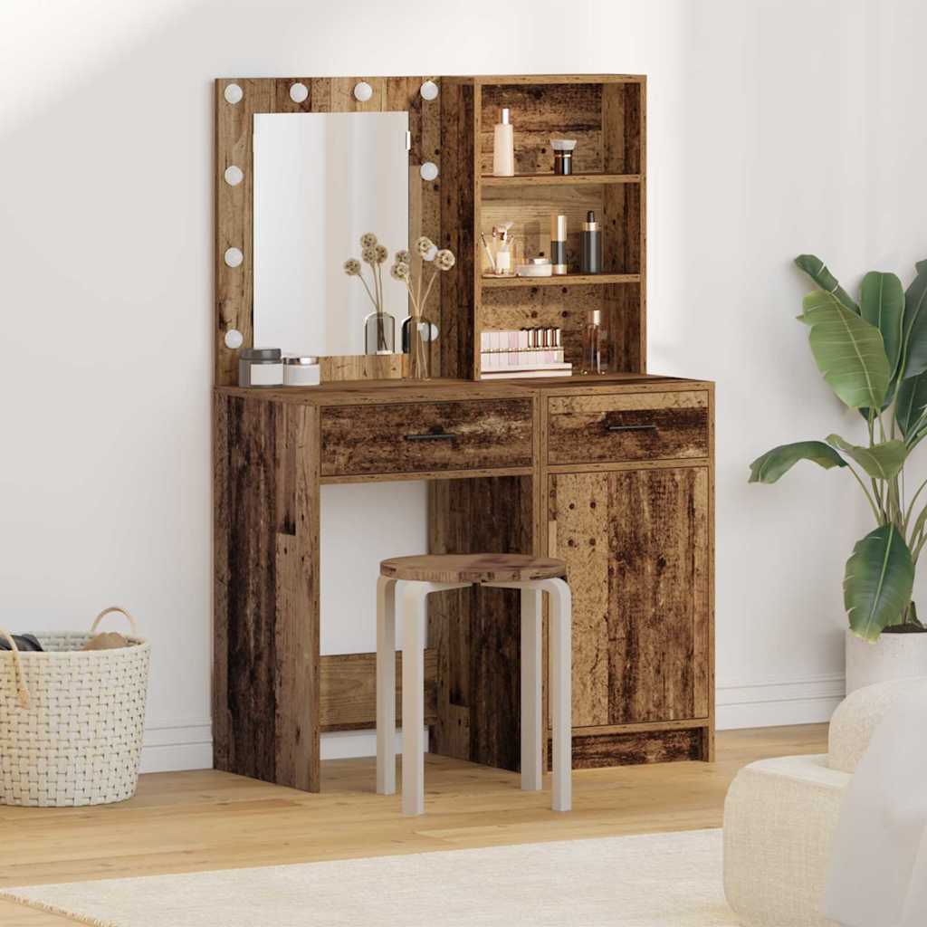 Schminktisch Set 2 stk. Altholz Holzwerkstoff