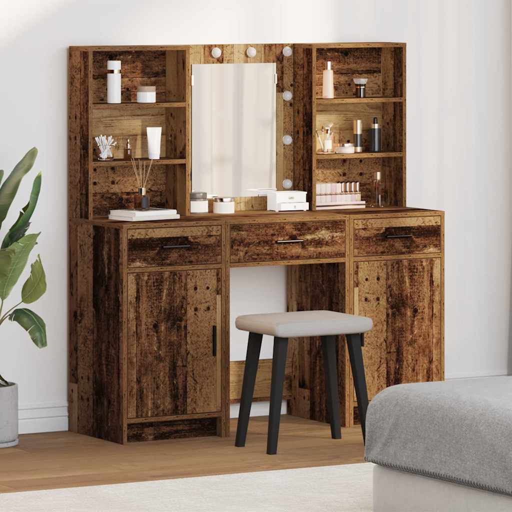 Schminktisch Set 3 stk. Altholz Holzwerkstoff