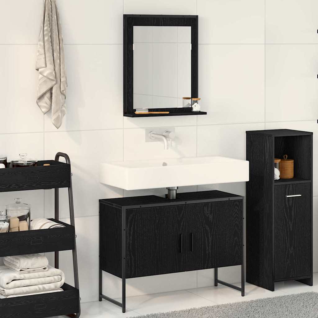 Badezimmermöbel-Set 2 Stk. Schwarz Holzwerkstoff