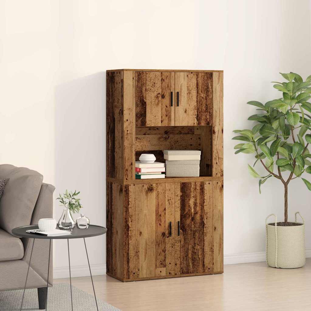 Highboard Altholz 80 x 33 x 150 cm Holzwerkstoff