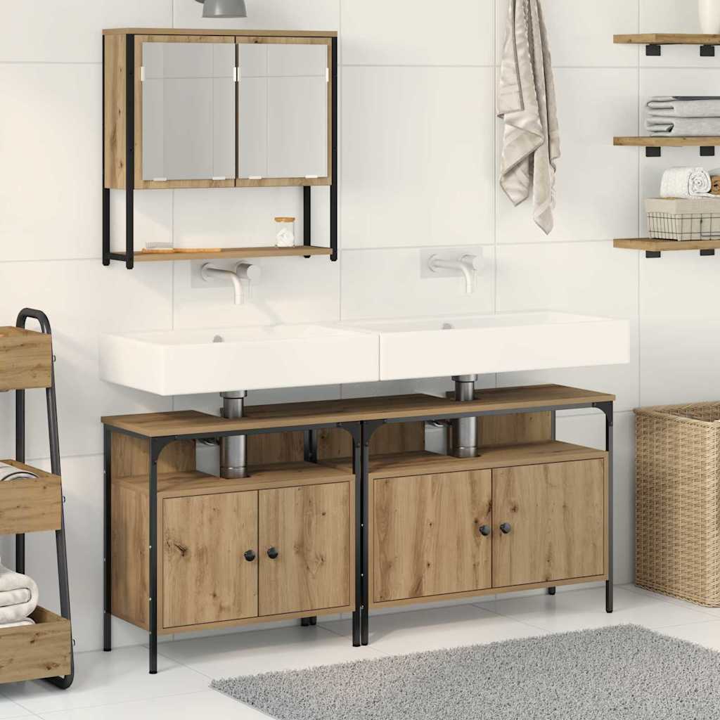 Badezimmermöbel-Set 3 Stk. Braun Holzwerkstoff
