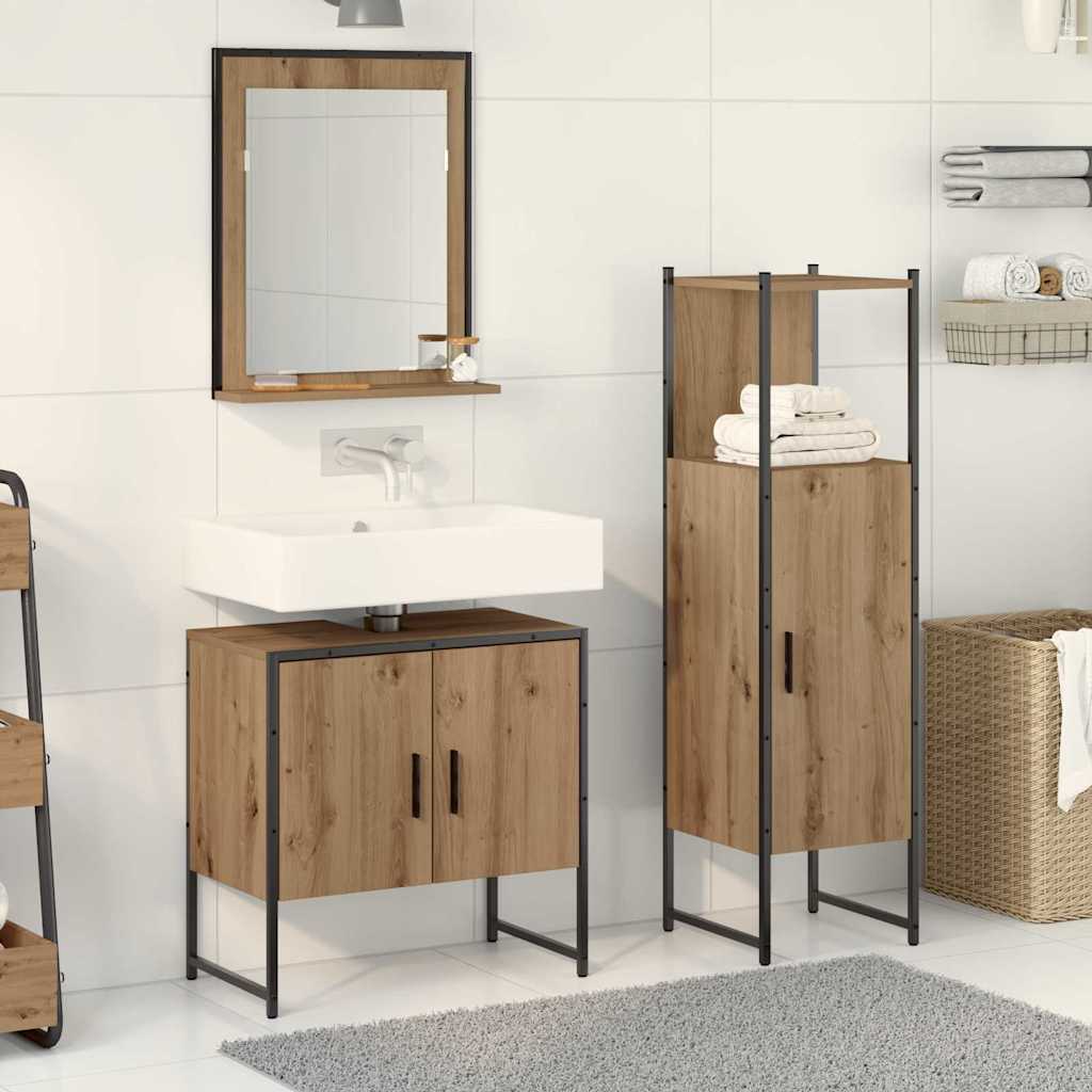 Badezimmermöbel-Set 3 stk. Braun 33 x 33 x 102,5 cm