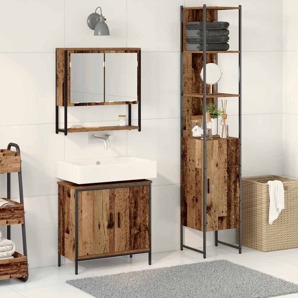 Badezimmermöbel-Set 3 Stk. Braun Holzwerkstoff