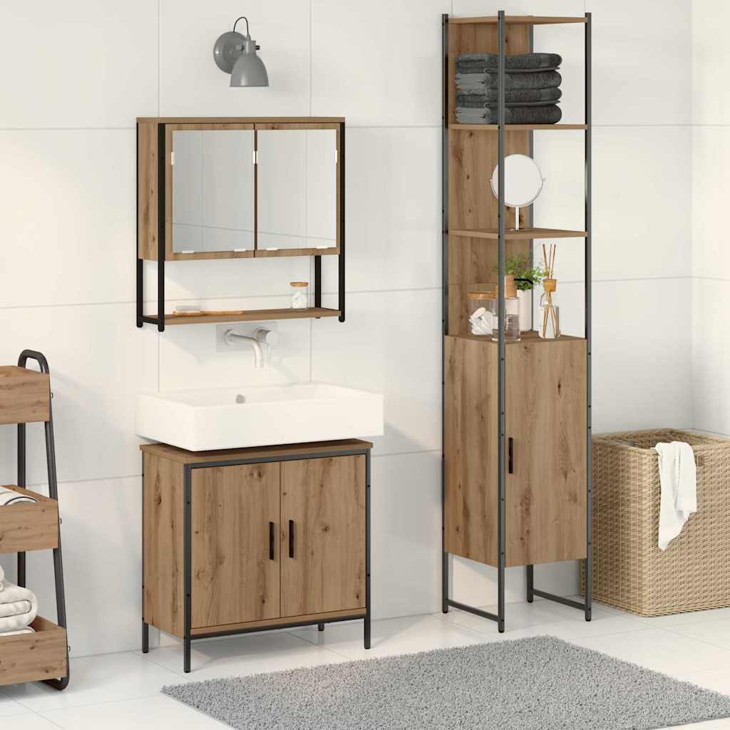 Badezimmermöbel-Set 3 Stk. Braun Holzwerkstoff