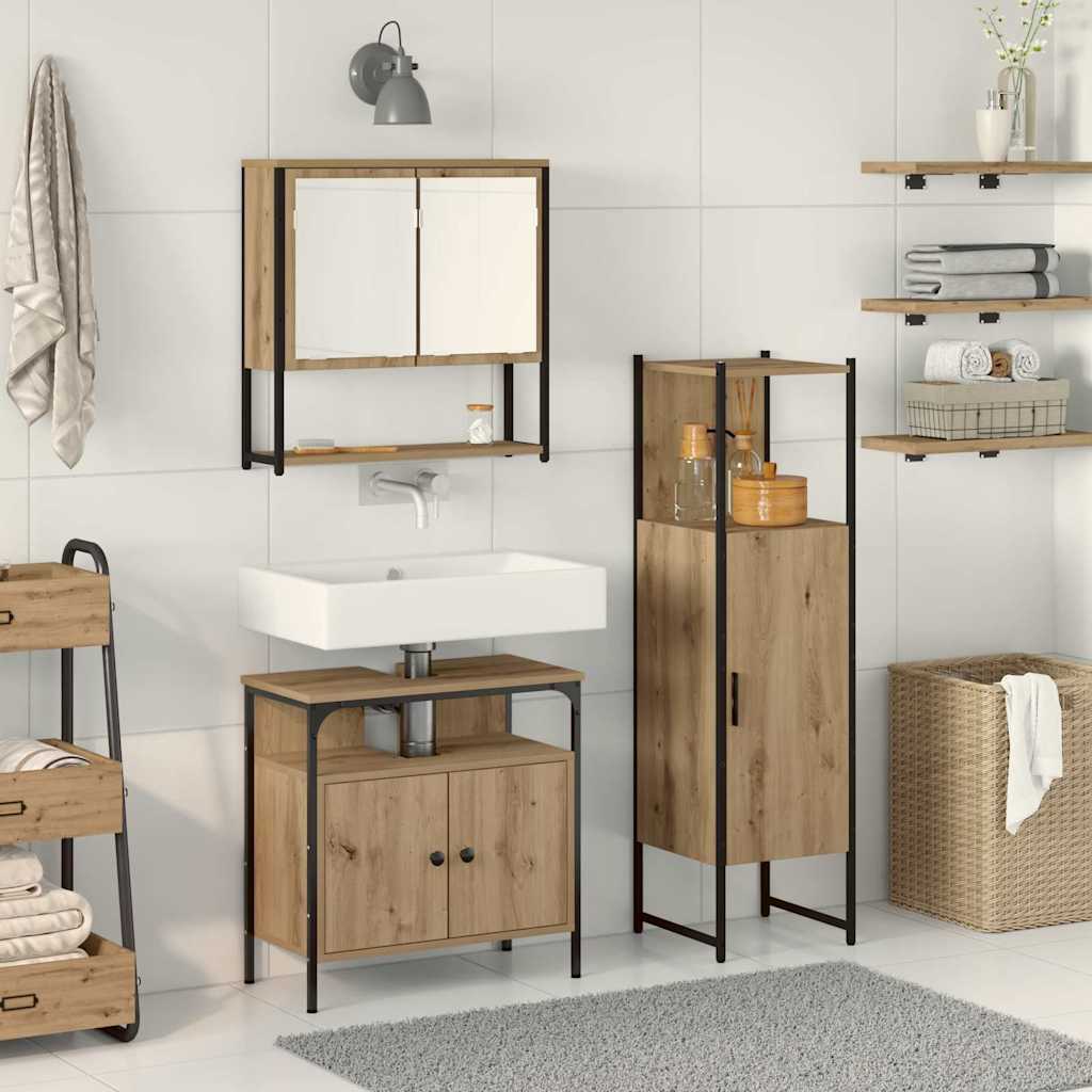 Badezimmermöbel-Set 3 Stk. Braun Holzwerkstoff