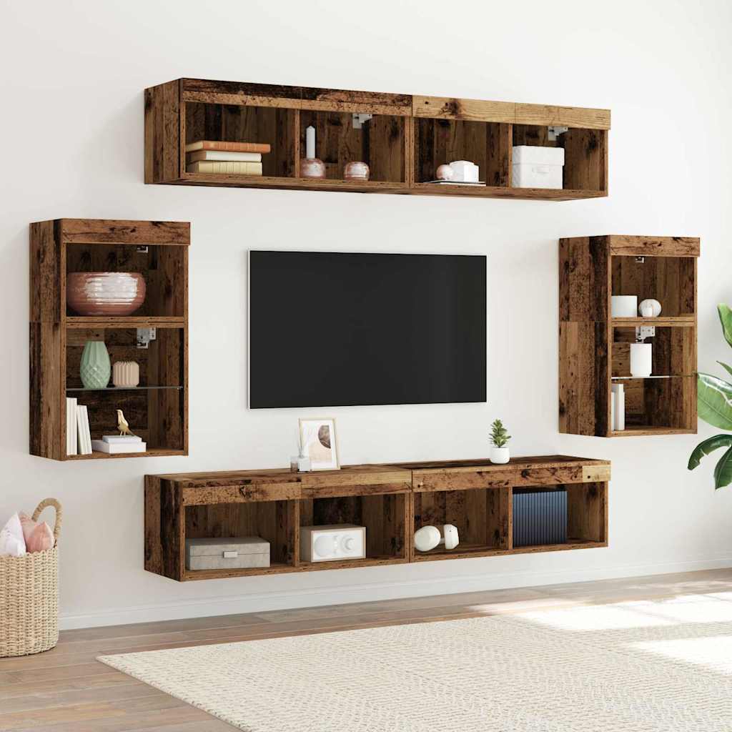 TV-Schrankset 8 stk. Altholz Holzwerkstoff