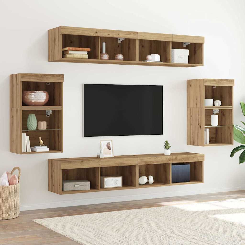 TV-Schrankset 8 stk. Artisan-Eiche Holzwerkstoff