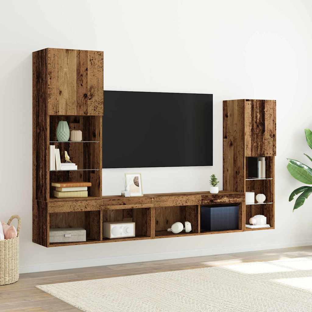 TV-Schränk 4 stk. Altholz Holzwerkstoff