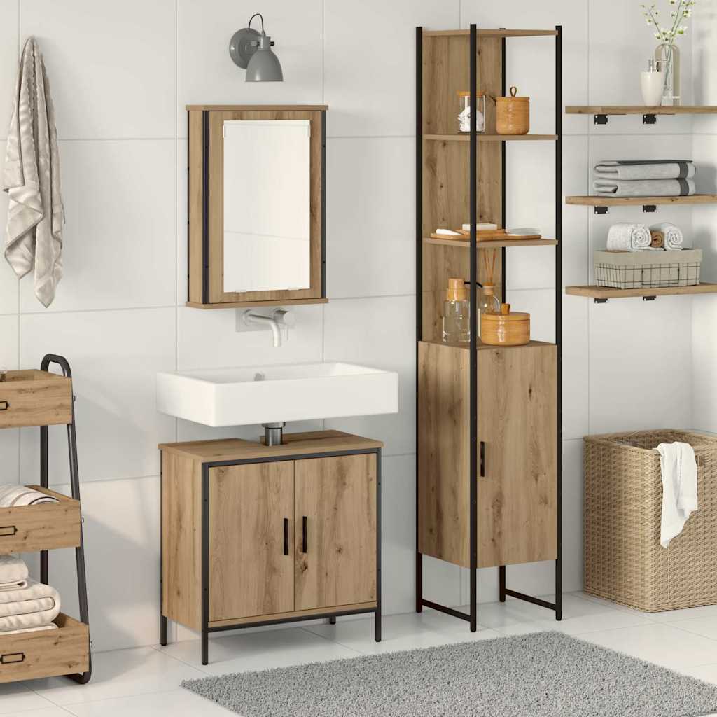 Badezimmermöbel-Set 3 Stk. Braun Holzwerkstoff