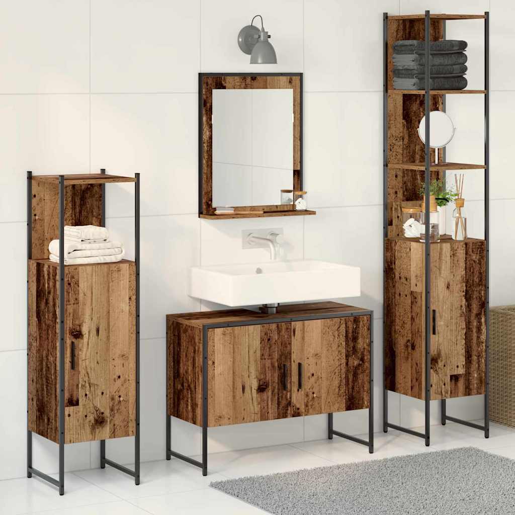 Badezimmermöbel-Set 4 stk. Braun 33 x 33 x 185,5 cm