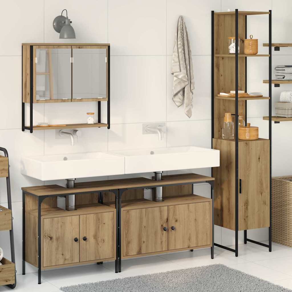 Badezimmermöbel-Set 4 Stk. Artisan-Eiche Holzwerkstoff