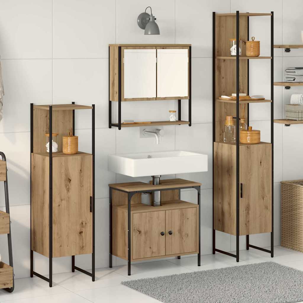 Badezimmermöbel-Set 4 stk. Artisan-Eiche 33 x 33 x 185,5 cm