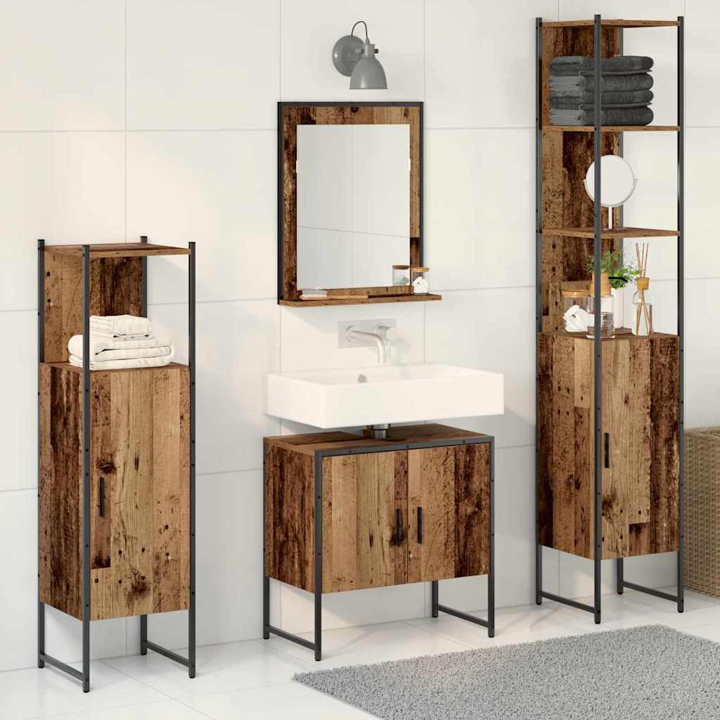 Badezimmermöbel-Set 4 stk. Braun 33 x 33 x 185,5 cm