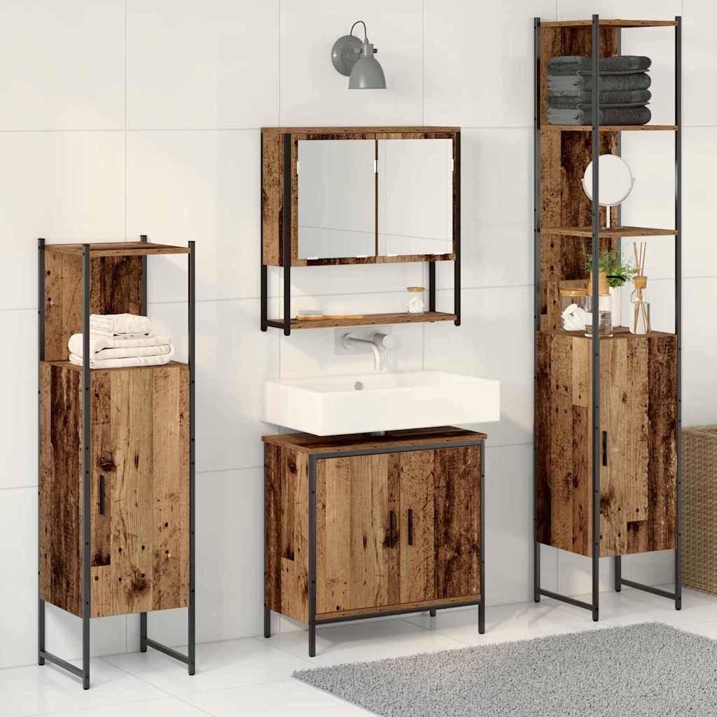 Badezimmermöbel-Set 4 stk. Braun 33 x 33 x 185,5 cm