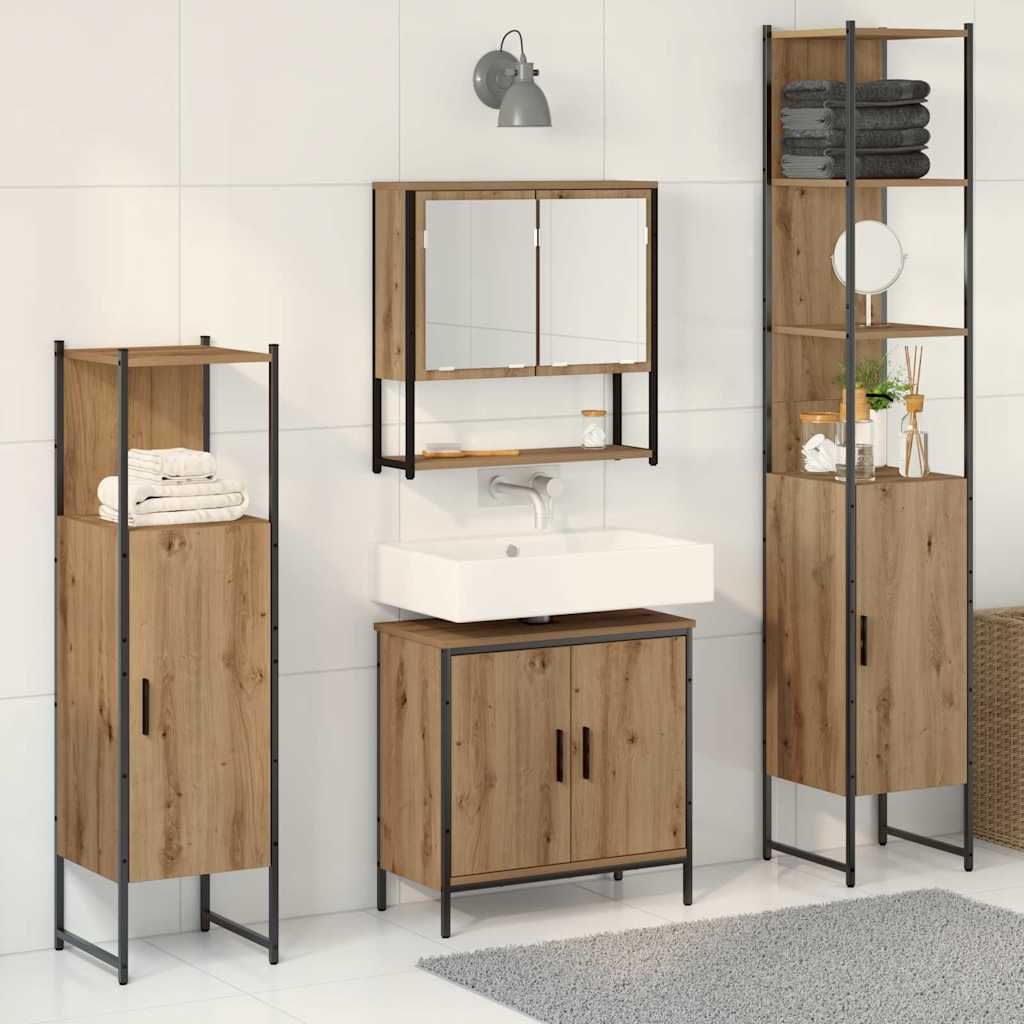 Badezimmermöbel-Set 4 stk. Braun 33 x 33 x 185,5 cm