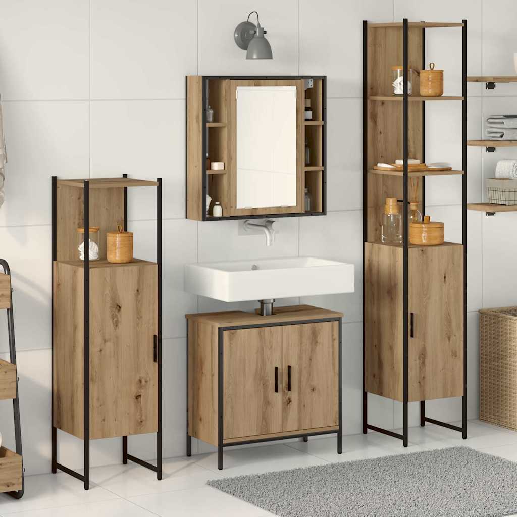 Badezimmermöbel-Set 4 Stk. Braun Holzwerkstoff