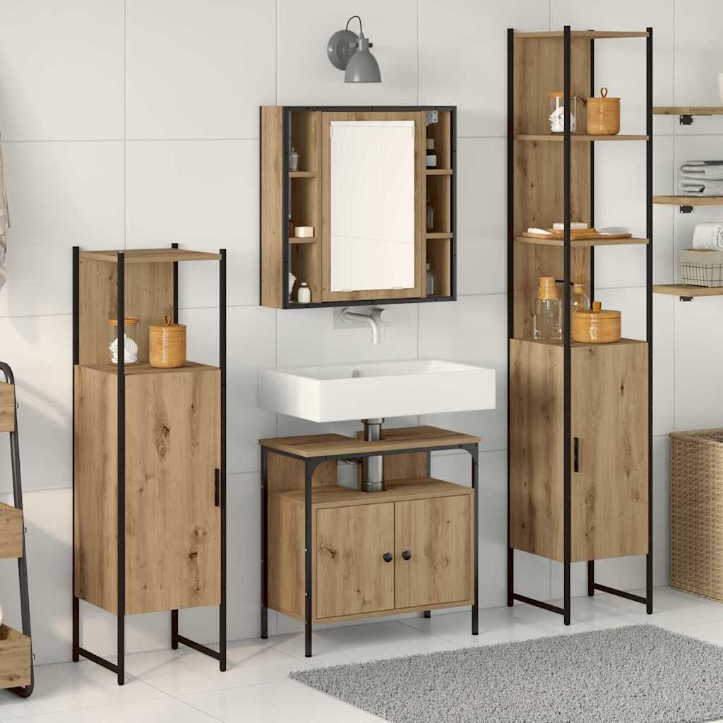 Badezimmermöbel-Set 4 stk. Artisan-Eiche 33 x 33 x 185,5 cm