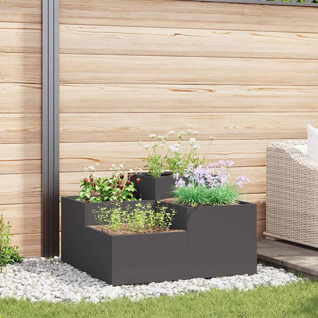 Gartenblumentopf Schwarz 80 x 80 x 48 cm Stahl