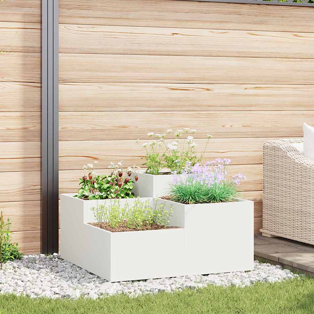 Gartenblumentopf Weiß 80 x 80 x 48 cm Stahl