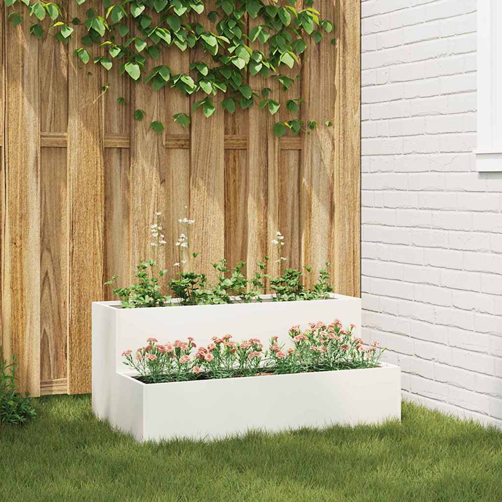 Garten-Pflanzgefäß Weiß 100 x 60 x 45 cm Kaltgewalzter Stahl