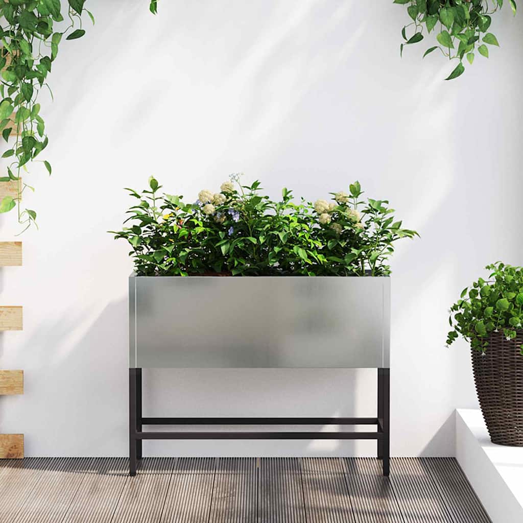 Hochbeet Gartenpflanzer Silber 60 x 26 x 45 cm Verzinkter Stahl