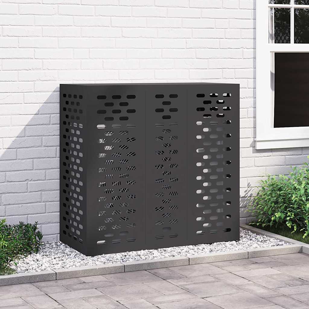 Klimaanlagenabdeckung Schwarz 110 x 50 x 105 cm Stahl