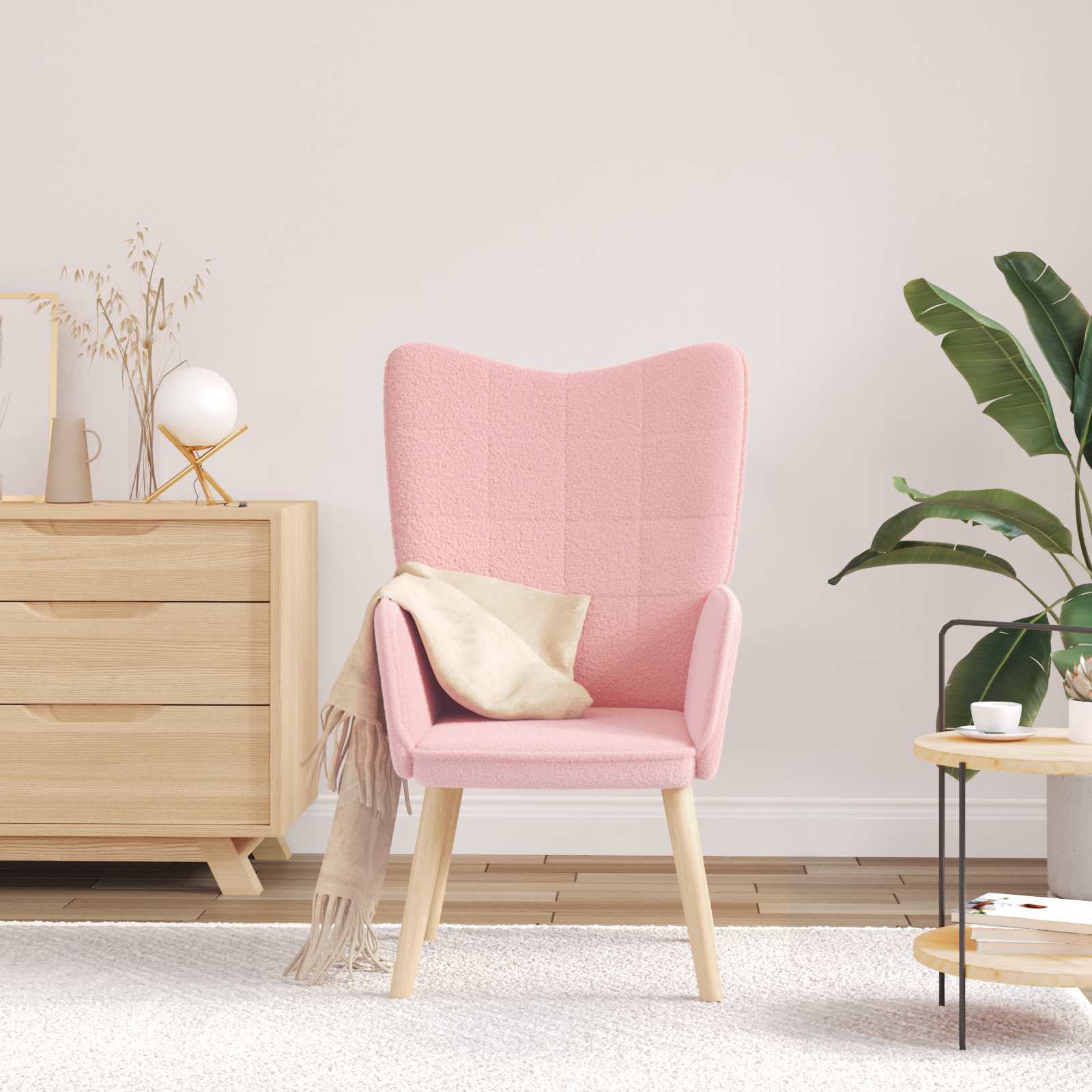 Sessel Rosa 62 x 67 x 95,5 cm Sherpa-Stoff