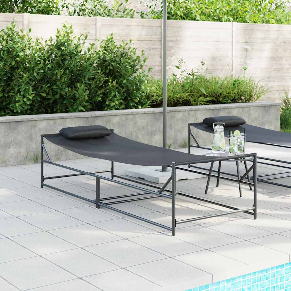 Gartenliegestuhl 2 stk. Schwarz Pulverbeschichteter Stahl