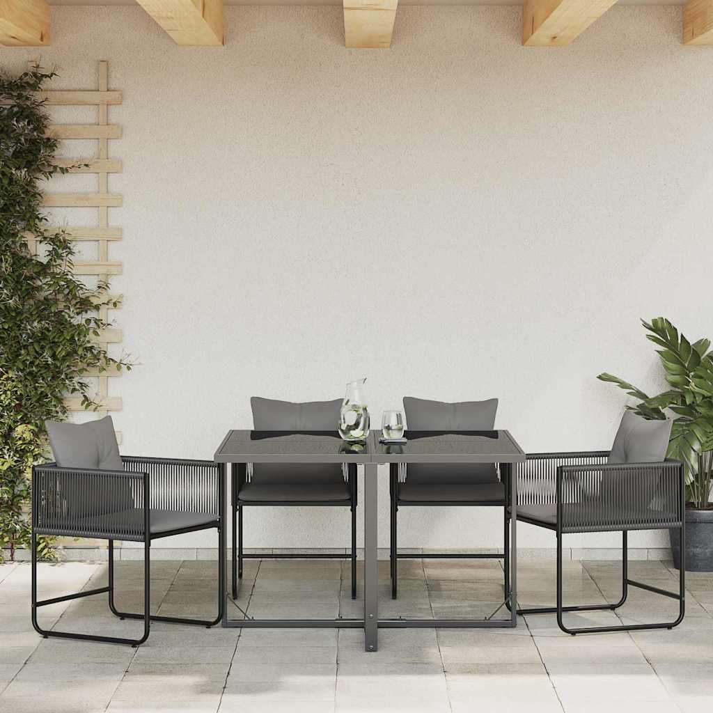 Stuhl 4 stk. Schwarz und Anthrazit PE-Rattan
