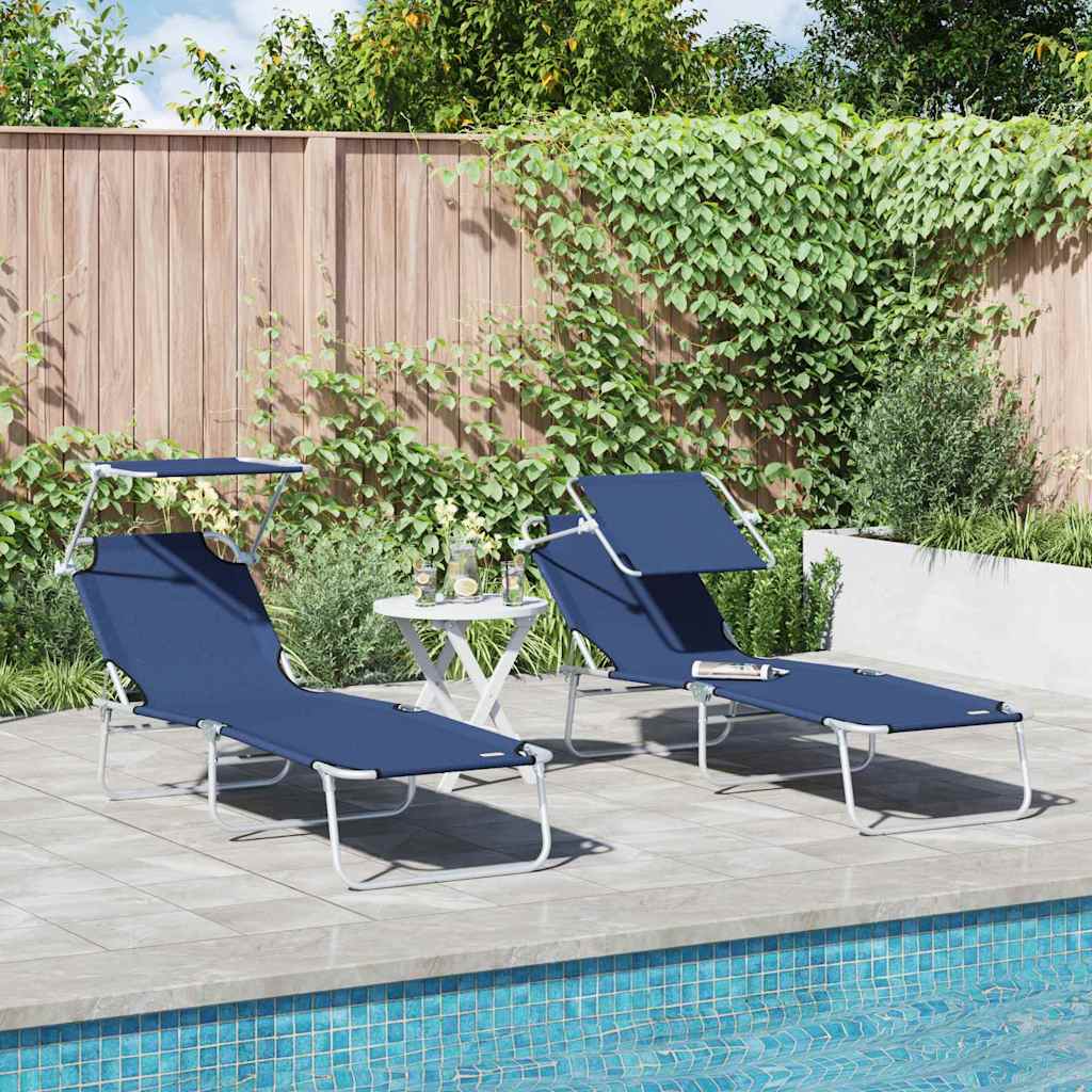 Sonnenliege 2 stk. Polyester Blau