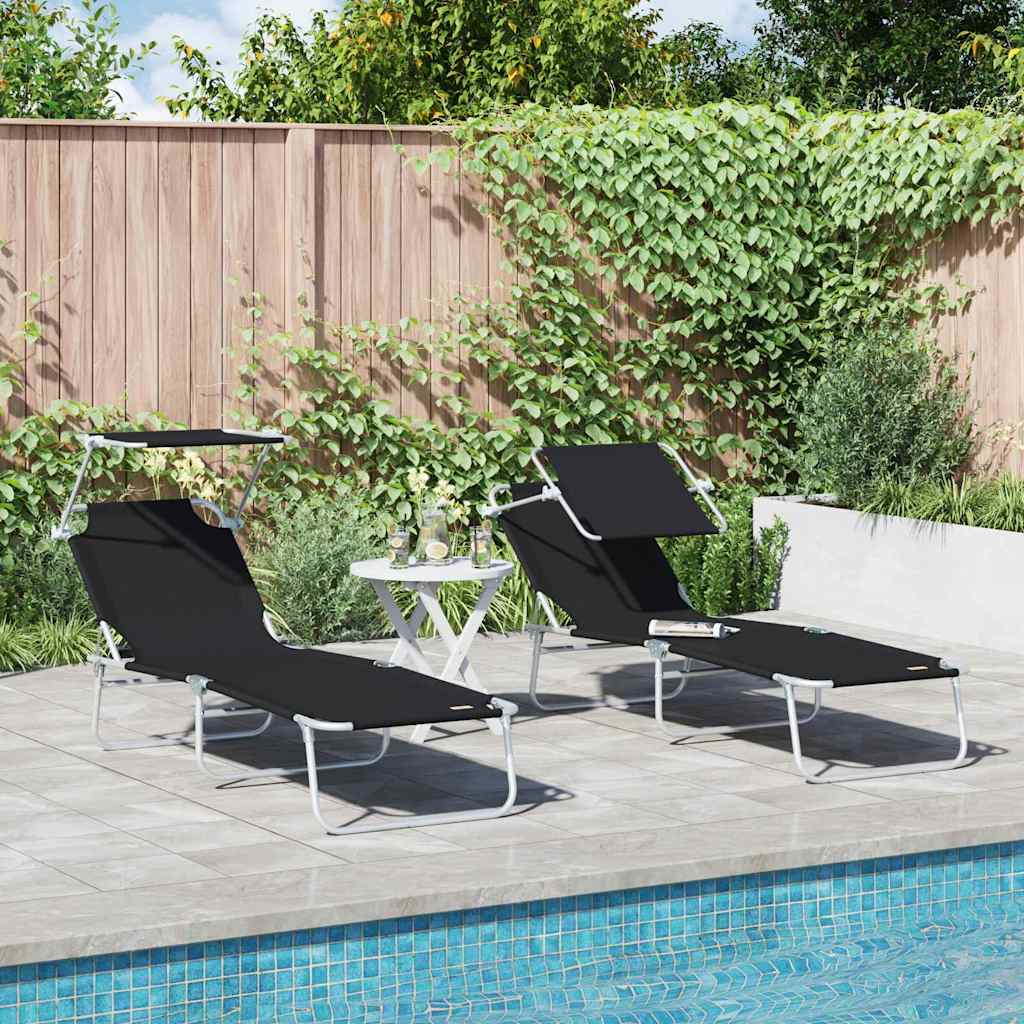 Sonnenliege 2 stk. Polyester Schwarz