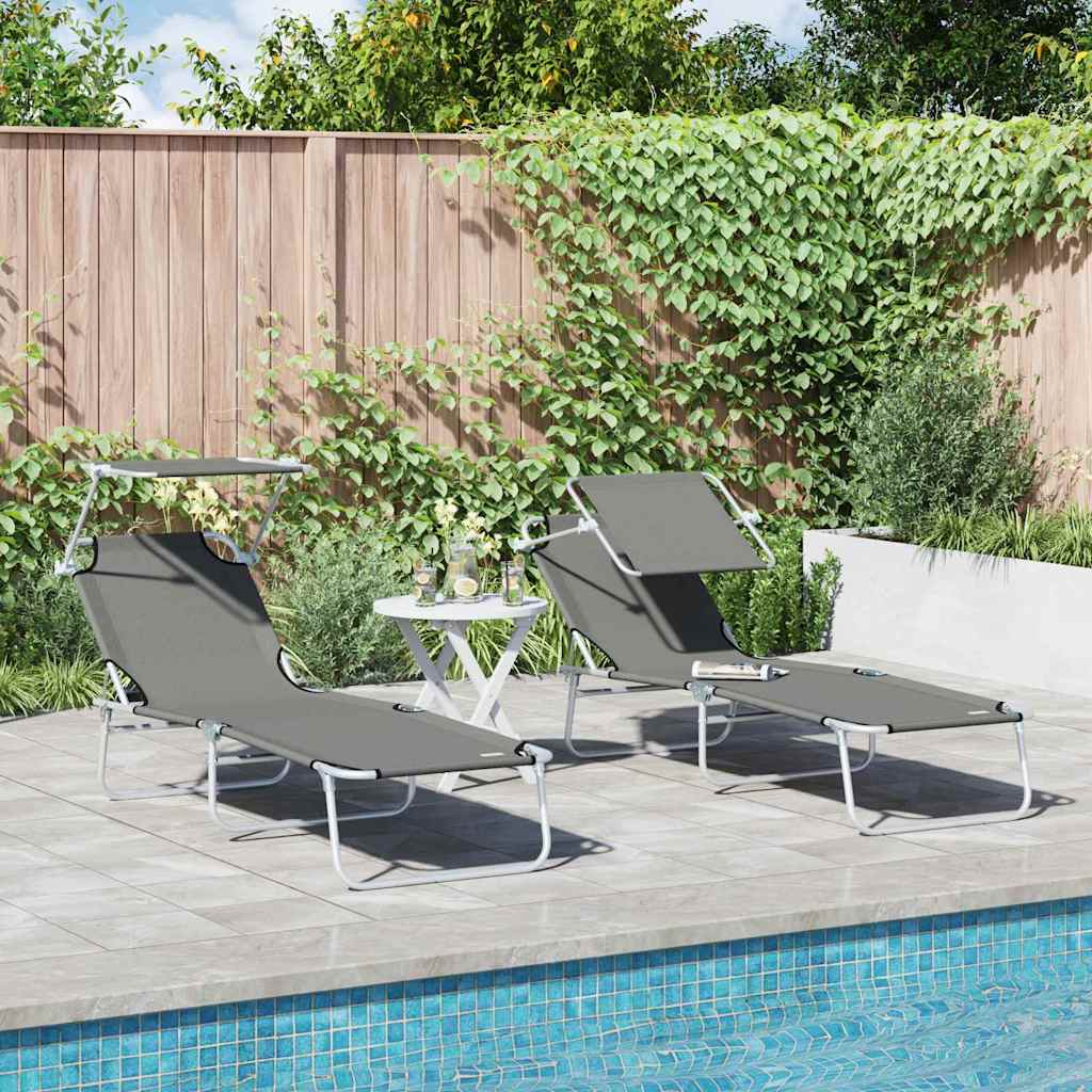 Sonnenliege 2 stk. Polyester Grau