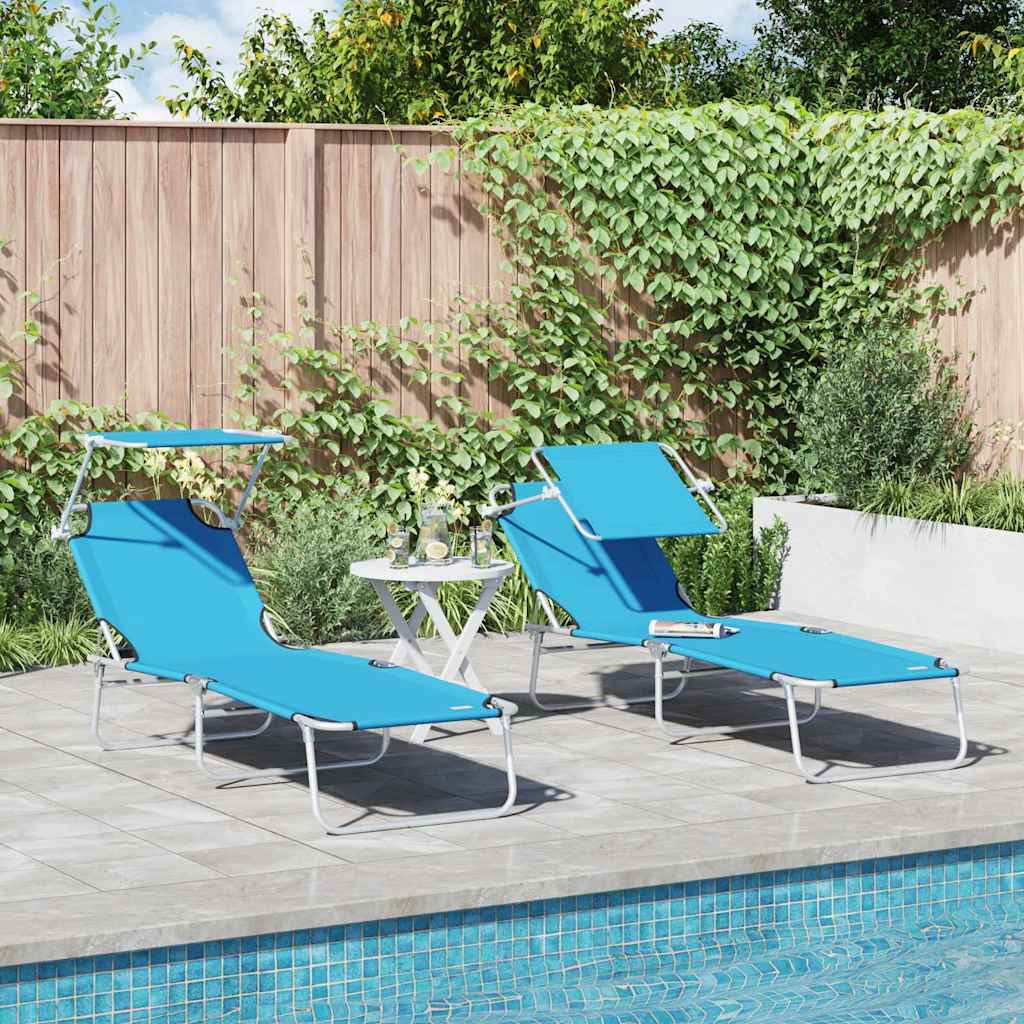 Sonnenliege 2 stk. Polyester Helles Blau