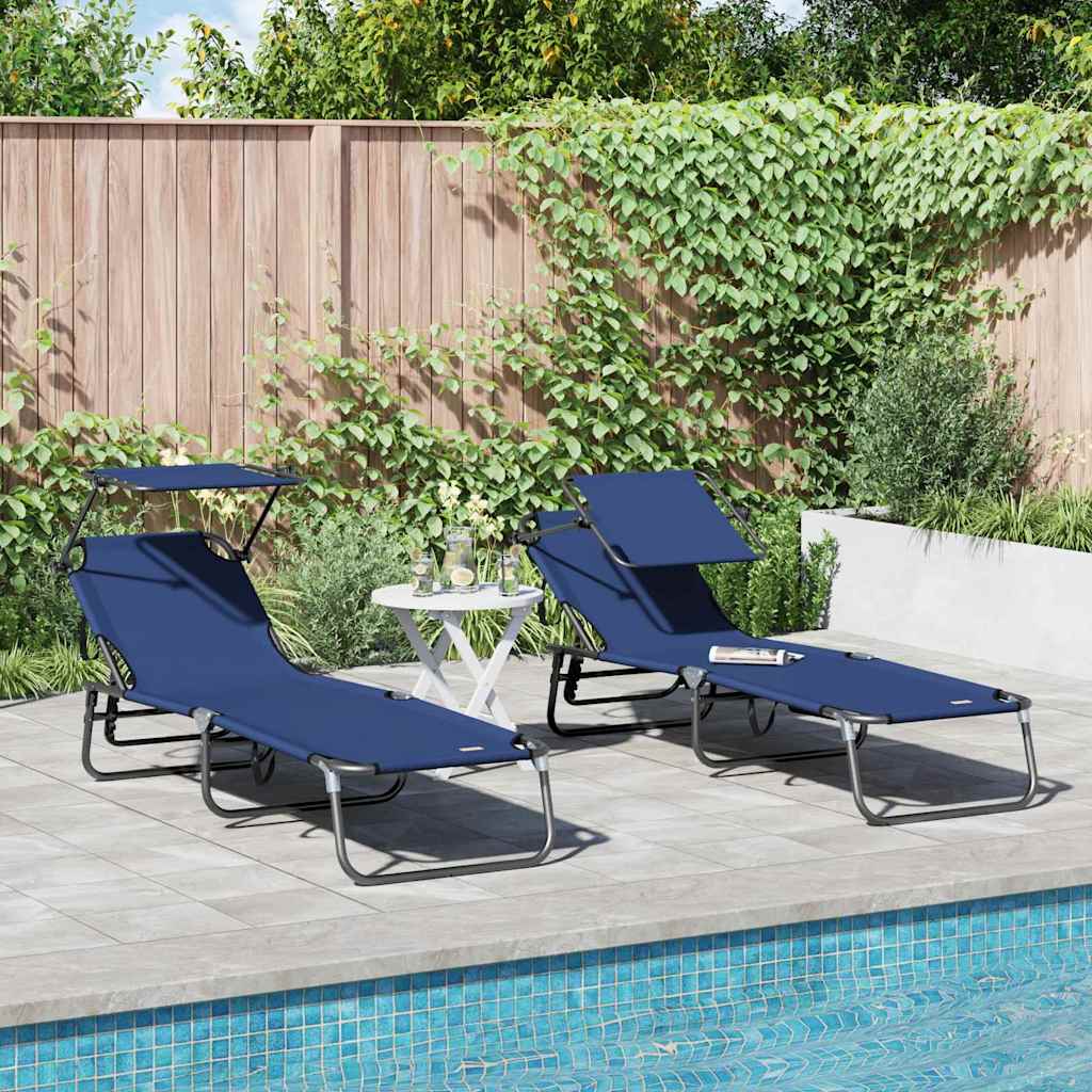 Klappbare Sonnenliege 2 stk. Oxford Blau
