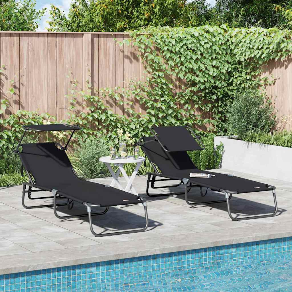 Klappbare Sonnenliege 2 stk. Oxford Schwarz