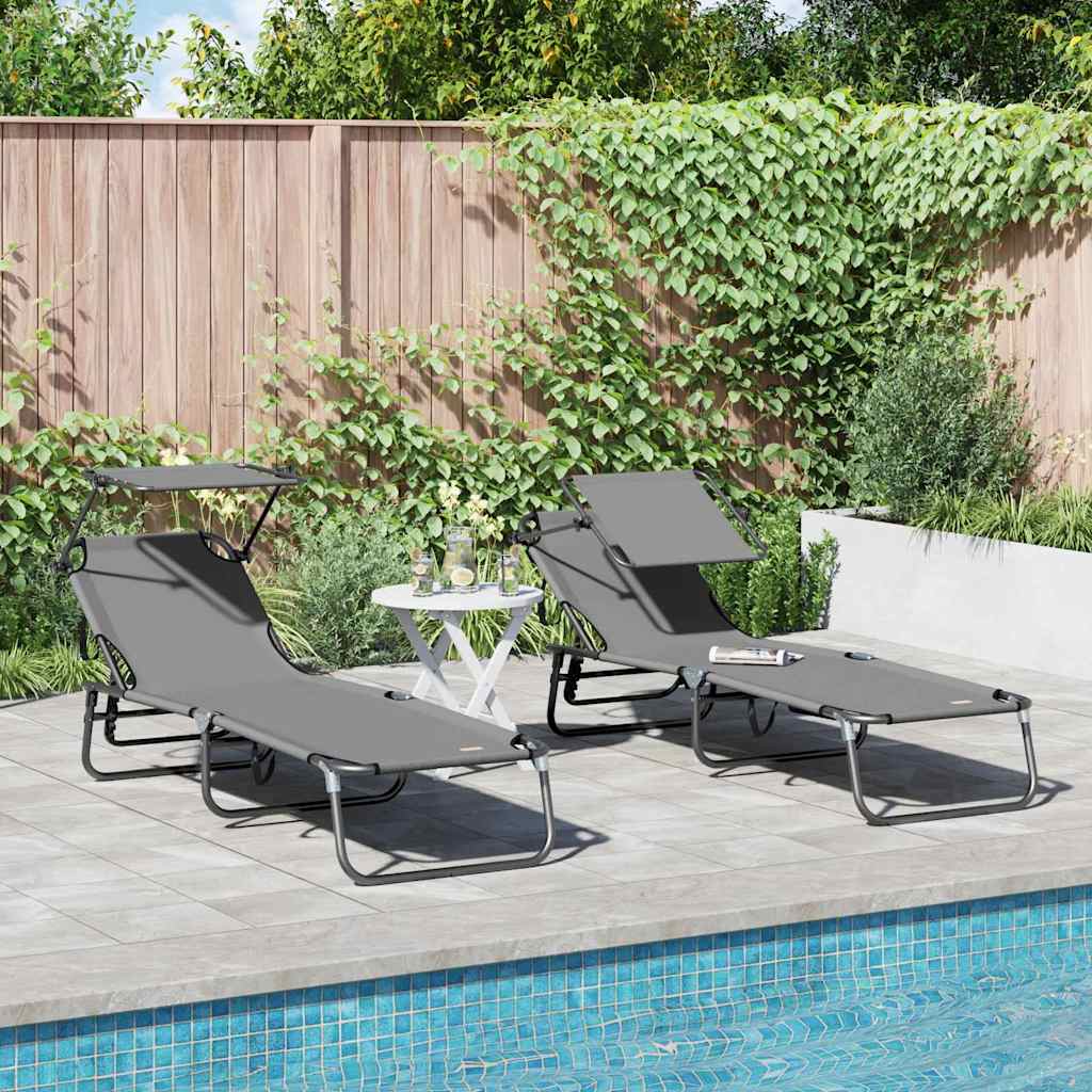 Klappbare Sonnenliege 2 stk. Oxford Grau