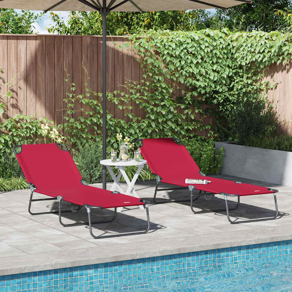 Klappbare Sonnenliege 2 stk. Polyester Rot