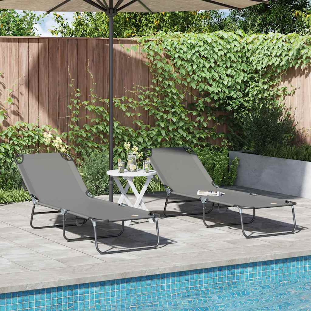 Klappbare Sonnenliege 2 stk. Polyester Grau
