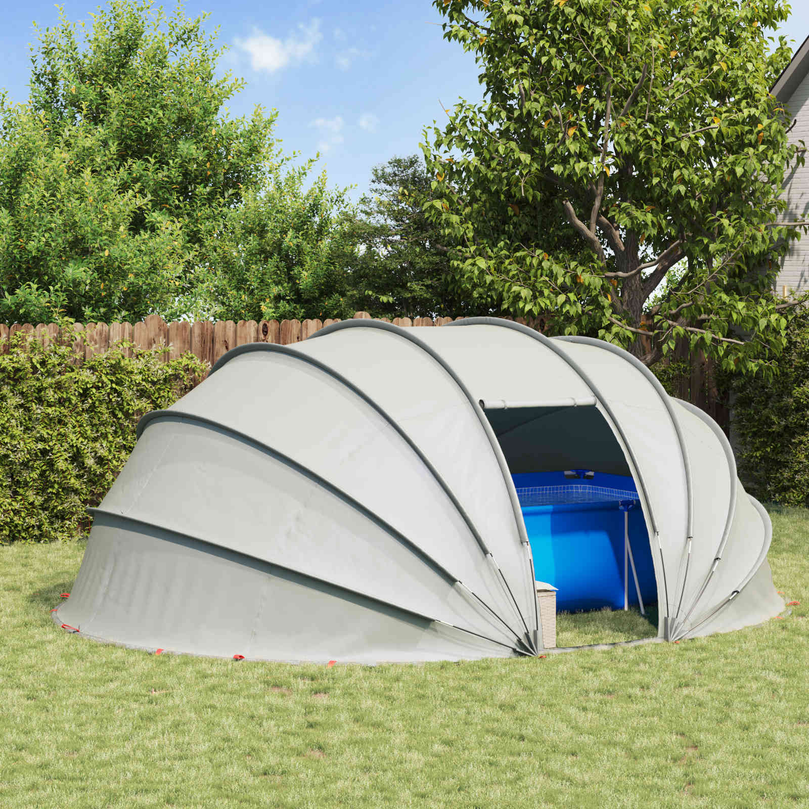 Poolzelt Kuppel 538 x 440 x 204 cm Grau