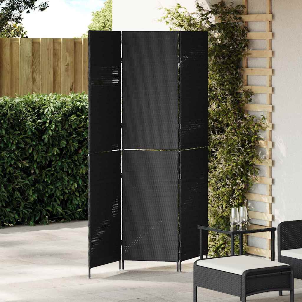 Raumteiler Schwarz 146 x 180 cm Poly-Rattan