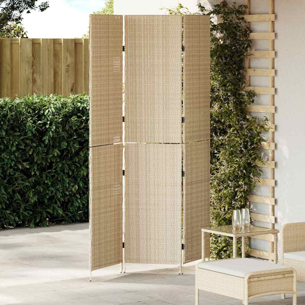 Raumteiler Beige 147 x 180 cm Poly-Rattan