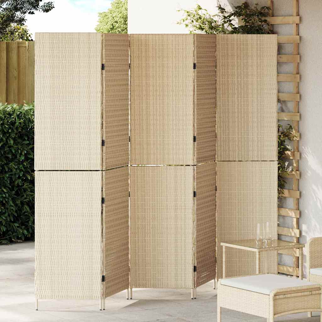 Raumteiler Beige 242 x 180 cm Poly-Rattan